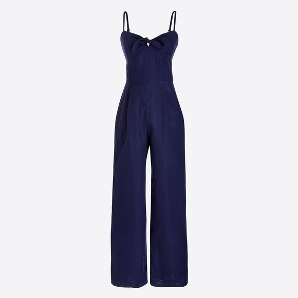 J. CREW FACTORY Tie-Front Jumpsuit in Linen-Cotton Size 10 - Picture 1 of 7